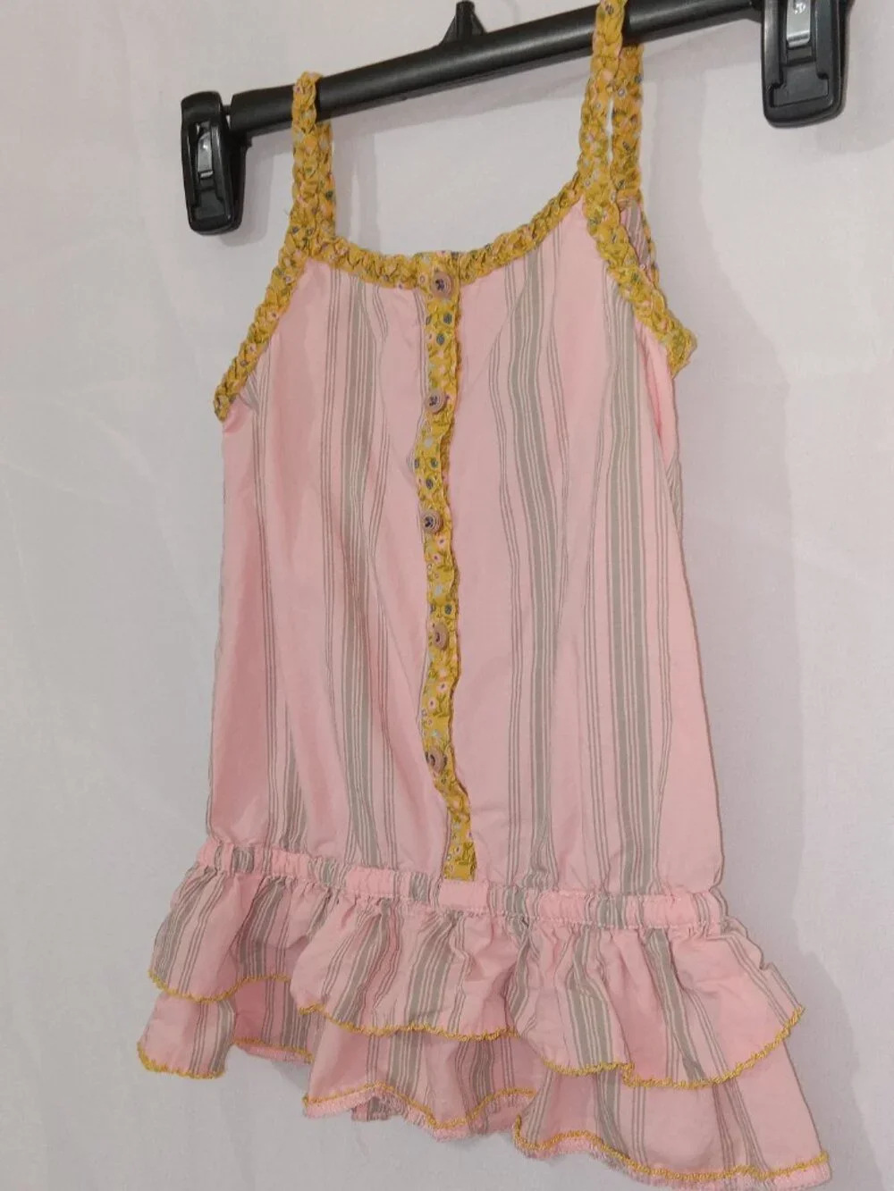 Matilda Jane Morning Sunrise Tank Girls Sz 4 Joanna Gaines Ruffle Strappy Pink
